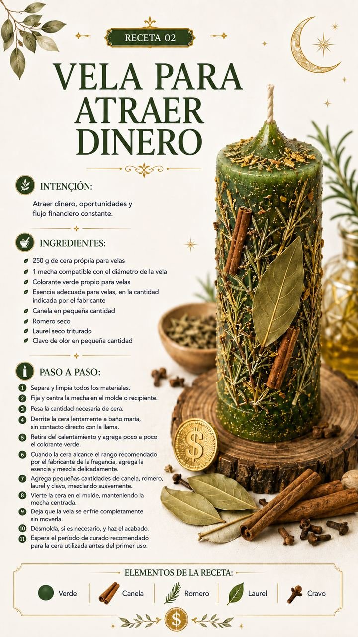 Receta 02 — Vela para Atraer Dinero