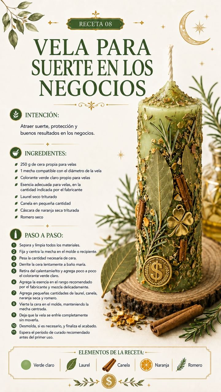 Receta 08 — Vela para Suerte en los Negocios